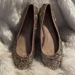 Gold Glitter Ballet Heeled shoes